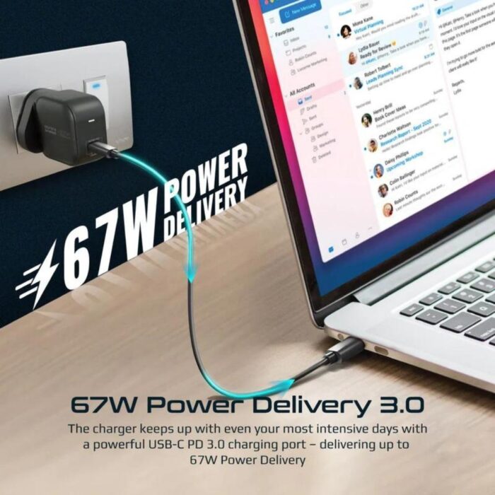 Promate 67W Super-Speed USB-C GaNFast Charger - Image 3