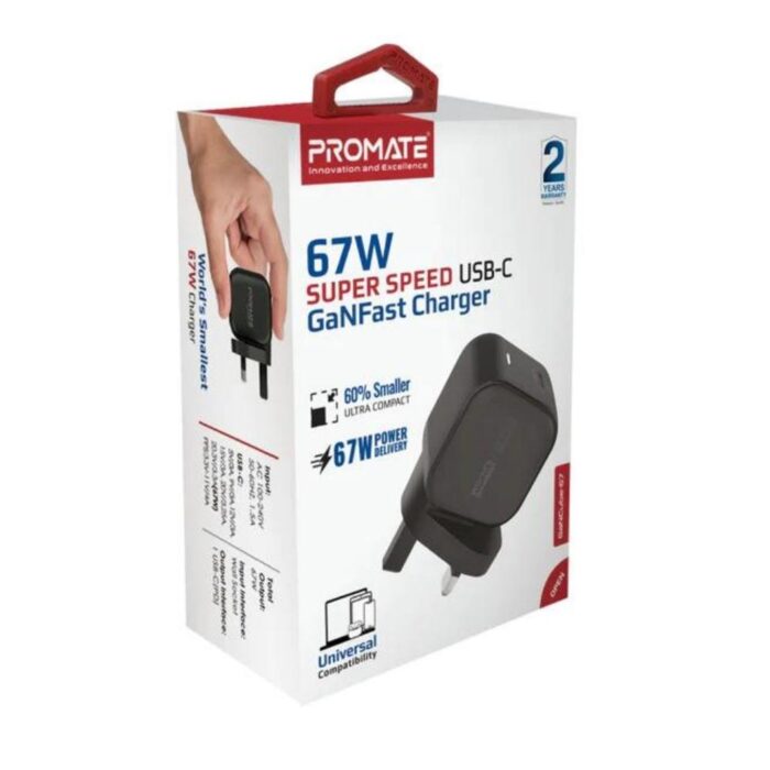 Promate 67W Super-Speed USB-C GaNFast Charger - Image 7