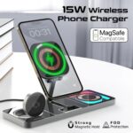 Promate AuraSlate-Trio Ultra-Slim Transparent 15W MagSafe Wireless Charging Station - Image 3