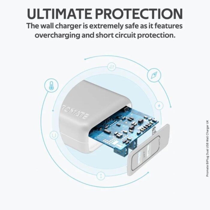 Promate BiPlug Dual USB Wall Charger UK - Image 5