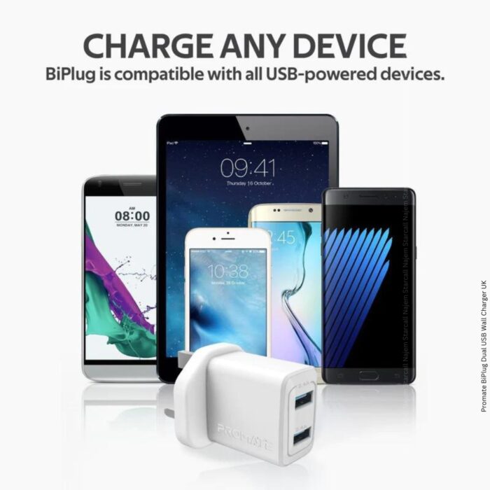Promate BiPlug Dual USB Wall Charger UK - Image 6