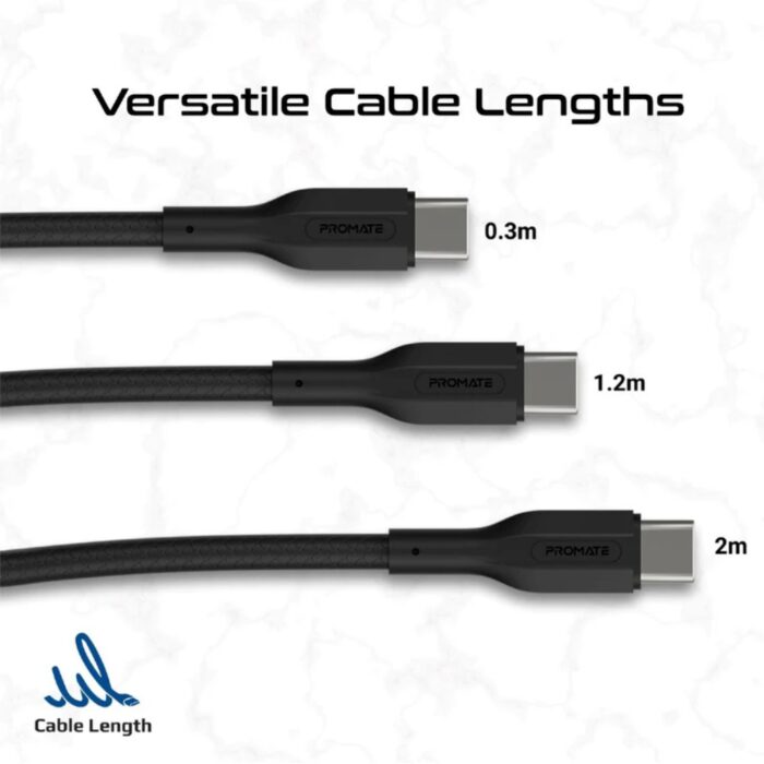 Promate CableKit 3Pcs 60W USB-C Cable kit - Image 5