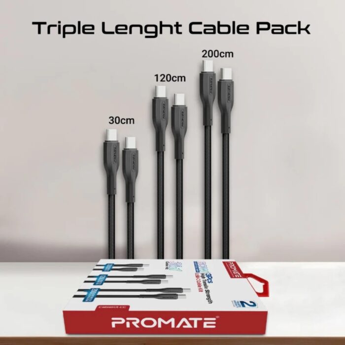 Promate CableKit 3Pcs 60W USB-C Cable kit - Image 7