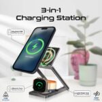 Promate LucidFold-Trio Ultra-Slim Transparent Foldable 15W MagSafe Charging Station - Image 2