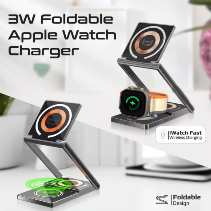 Promate LucidFold-Trio Ultra-Slim Transparent Foldable 15W MagSafe Charging Station - Image 5