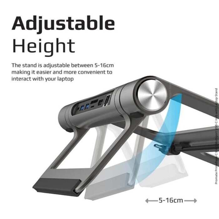 Promate PrimeBase-C 9 in 1 Multiport USB-C Hub with Laptop Stand - Image 3