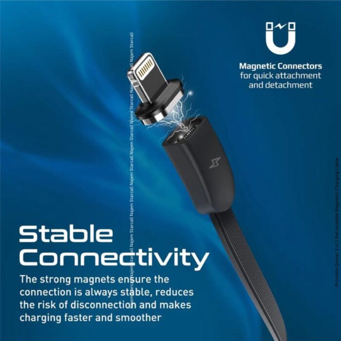 Promate Quiver 3 in 1 Retractable Magnetic Charging Cable - Image 5