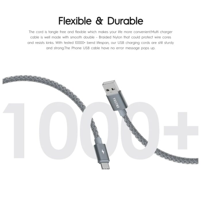 Tecno 3 in 1 Multi Fast Charging Cable TCD-X95 - Image 3