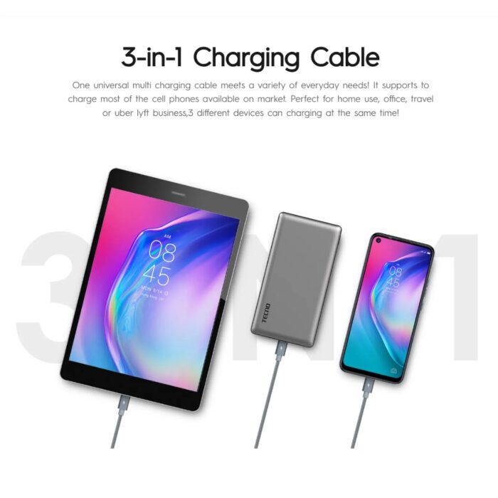 Tecno 3 in 1 Multi Fast Charging Cable TCD-X95 - Image 2