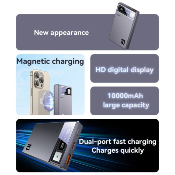 Yesido 10000mAh PD20W Magnetic Wireless Power Bank YP61 - Image 9