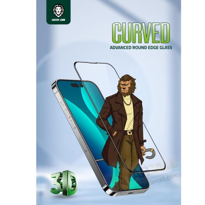 iPhone 14 Pro Green Lion 3D Curved Pro 9H Tempered Glass - Image 4
