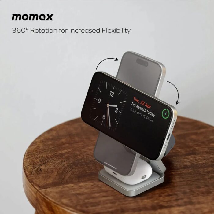 momax Q2.Mag Go 25W Qi2 3-in-1 Magnetic Wireless Charging Stand - Image 7