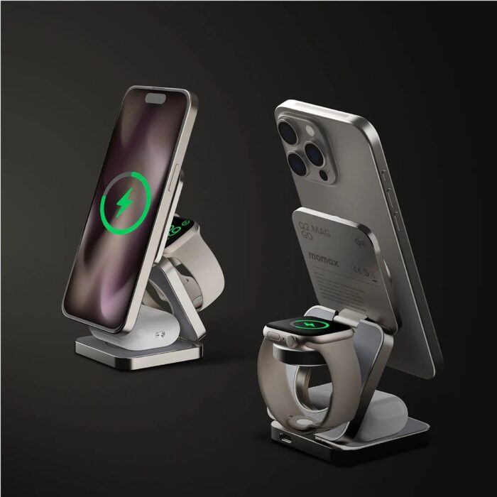 momax Q2.Mag Go 25W Qi2 3-in-1 Magnetic Wireless Charging Stand - Image 4