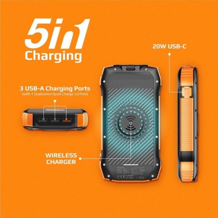 Promate Rugged EcoLight Solar Power Bank 20000mAh - Image 10