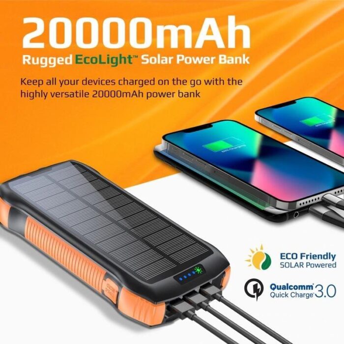Promate Rugged EcoLight Solar Power Bank 20000mAh - Image 2