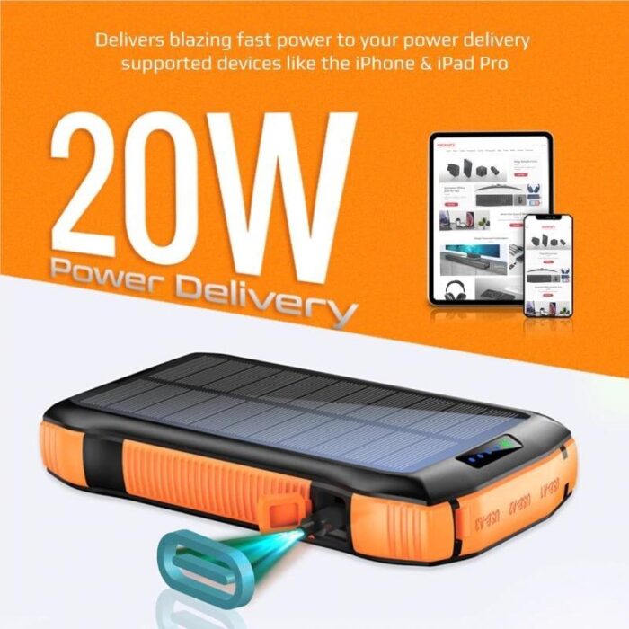 Promate Rugged EcoLight Solar Power Bank 20000mAh - Image 6