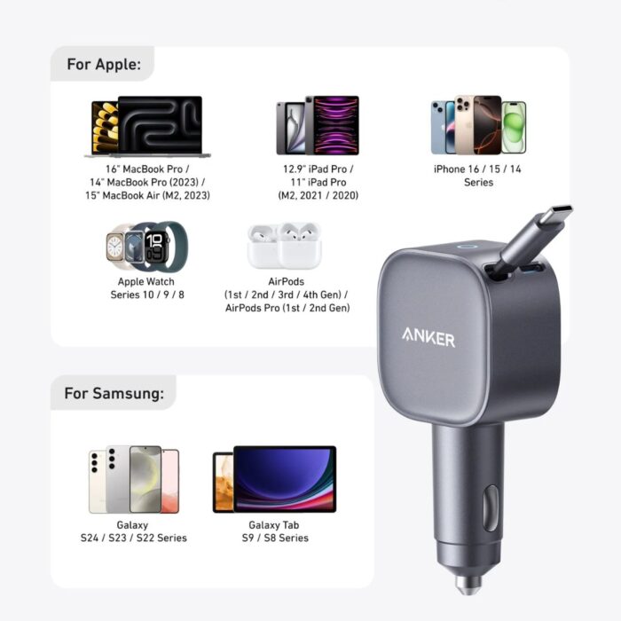 Anker Nano Car Charger 75W 2 in 1 Clutter Free Car Charger - Image 2
