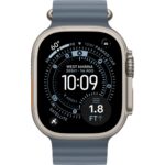 Apple Watch Ultra 3 Ocean Band Natural Titanium - Anchor Blue - Image 2