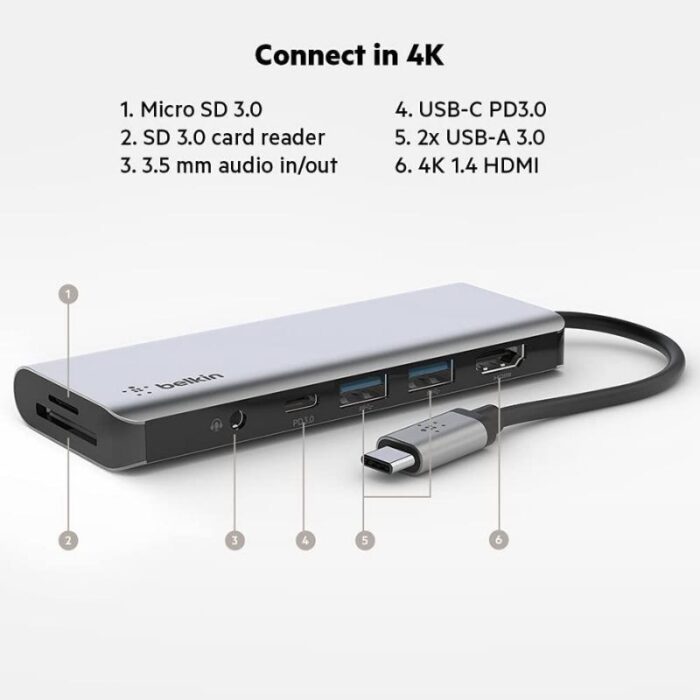 Belkin USB-C 7 in 1 Multiport Hub Adapter - Image 2