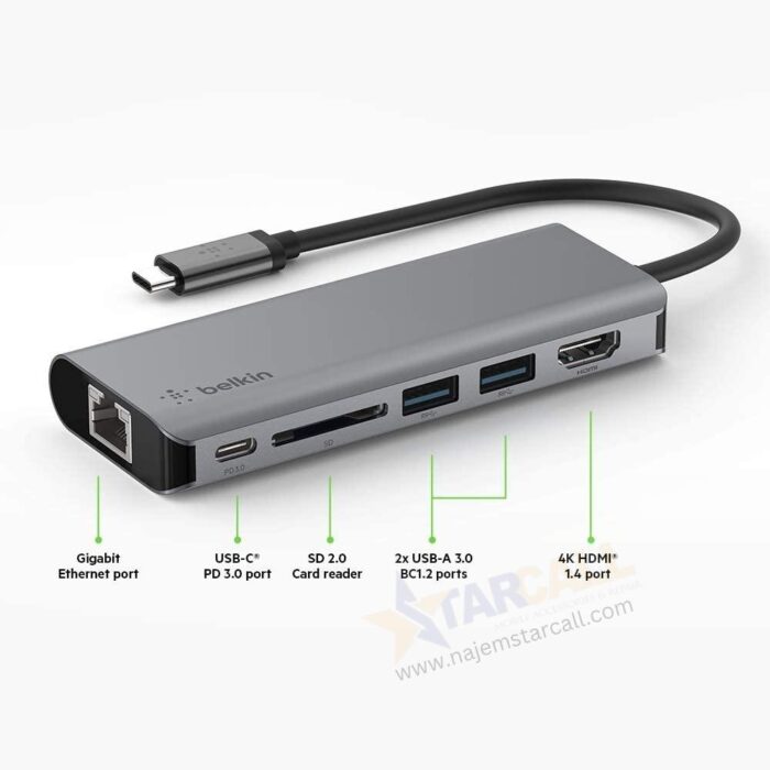 Belkin USB-C Hub 6 in 1 MultiPort  Adapter - Image 2