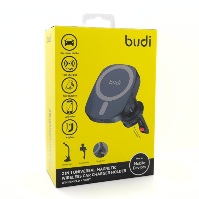 Budi 2 in 1 universal Magnetic Wireless Car Charger Holder - Image 7