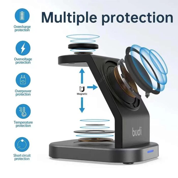Budi 3 in 1 Magnetic Wireless Charging Stand - Image 2