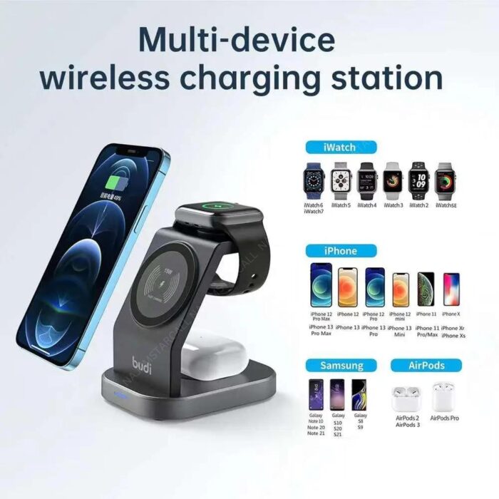 Budi 3 in 1 Magnetic Wireless Charging Stand - Image 3