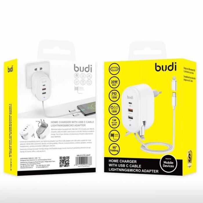 Budi 30W Home Charger USB-C Lightning micro USB - Image 4