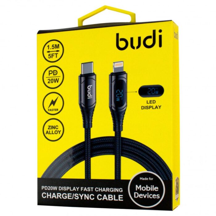Budi PD 27W USB-C to Lightning Cable 1.5m led display - Image 2