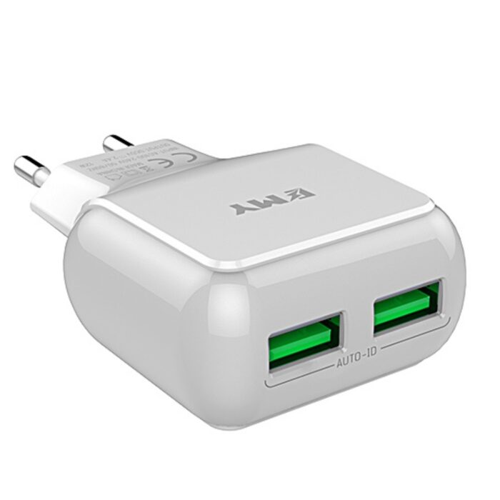Emy Dual USB Ports Wall Adapter with Lightning Cable - Image 2