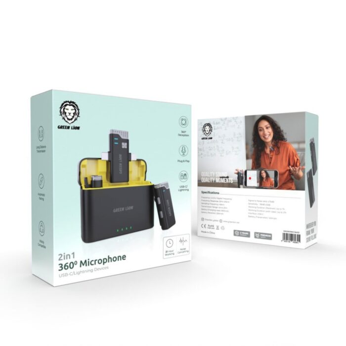 Green Lion 2 in 1 360 Microphone USB-C Lightning - Image 2