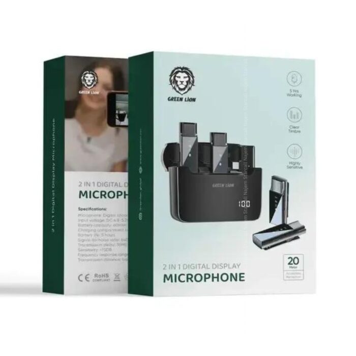 Green Lion 2 in 1 Digital Display Microphone Type-C Connector - Image 2