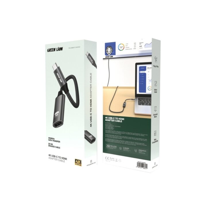 Green Lion 4K USB-C to HDMI Adapter Cable 20CM - Image 3