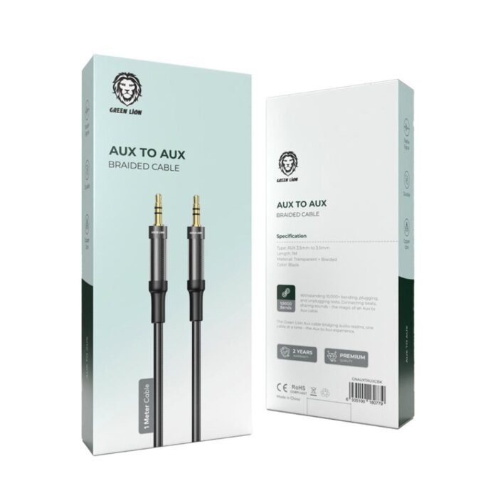 Green Lion AUX to AUX Braided Cable 1M - Image 2