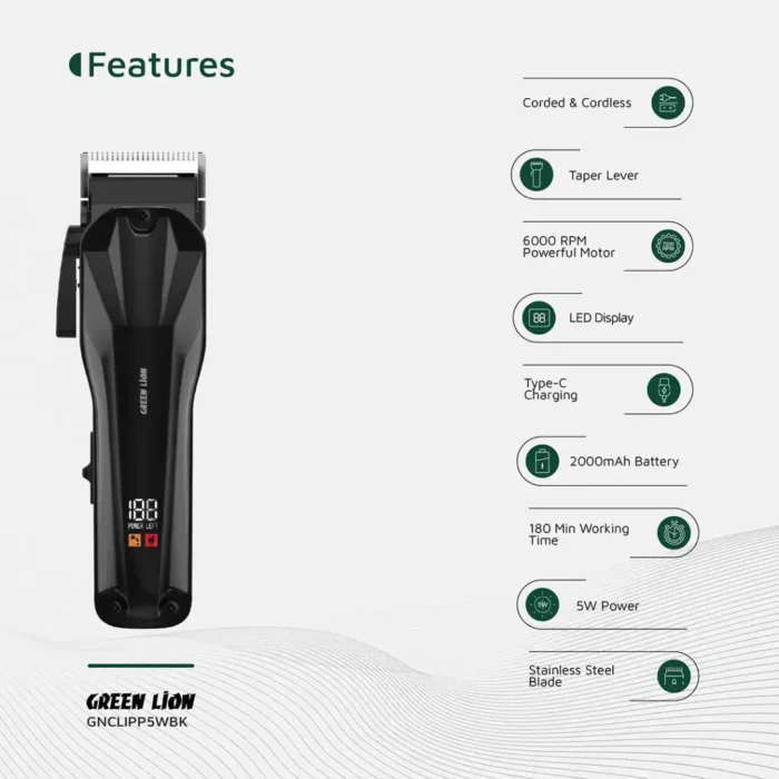 Green Lion Clip Pro Professional Hair Clipper - Image 2