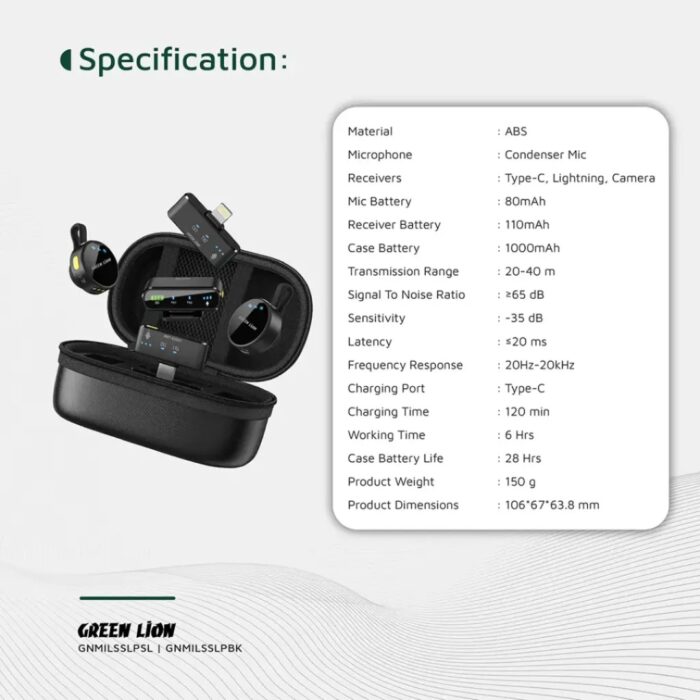 Green Lion GM-85X 3 In 1 Wireless Microphone - Image 6
