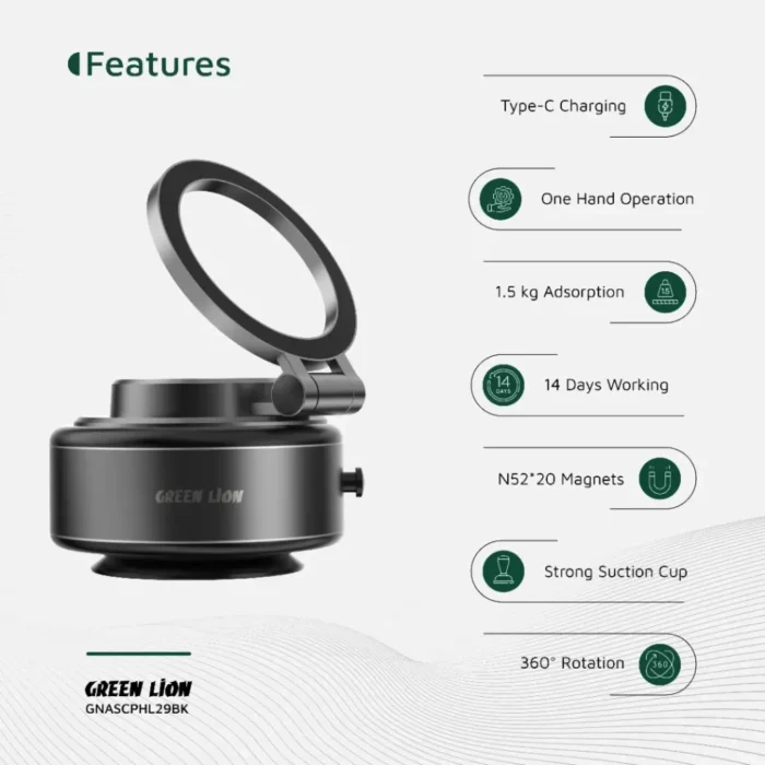 Green Lion GX-29 Auto Suction Phone Holder - Image 2