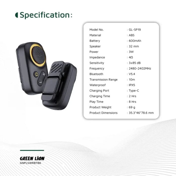 Green Lion Pulse Wear Wearable BT Speaker - Image 3