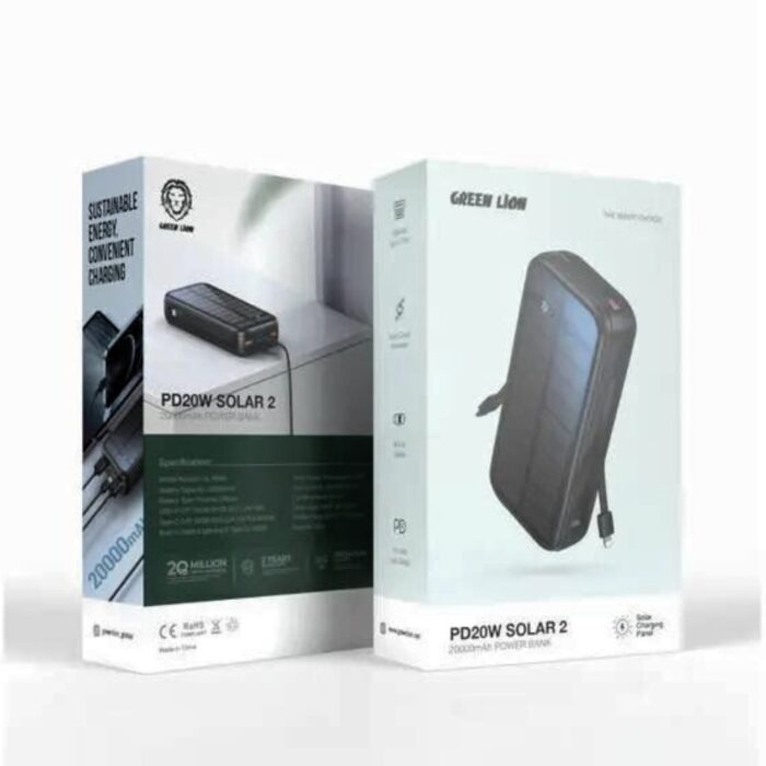 Green Lion Solar 2 20000mAh Power Bank PD2OW - Image 3