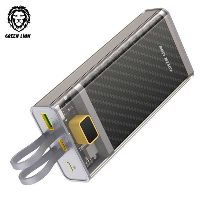 Green Lion Transparent 2 Power Bank with Integrated Cables 20000mAh - Image 2