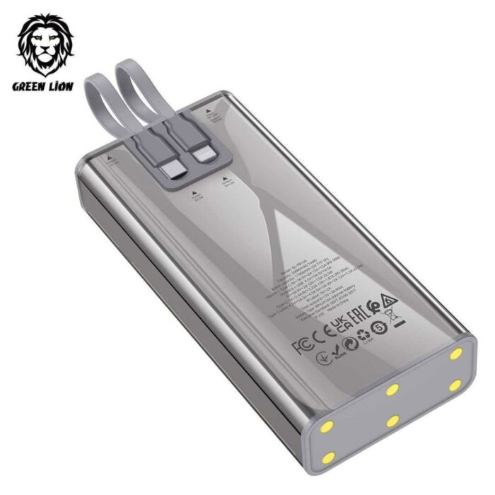 Green Lion Transparent 2 Power Bank with Integrated Cables 20000mAh - Image 3