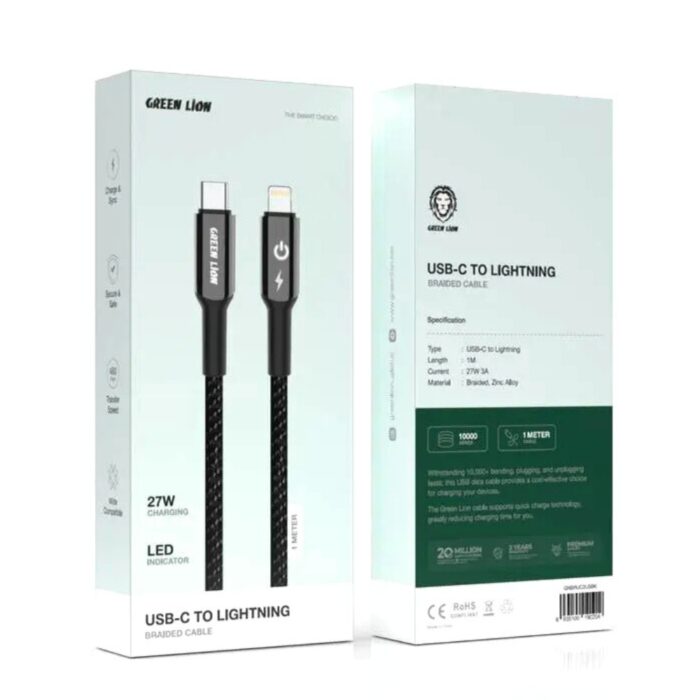 Green Lion USB-C to Lightning Braided Cable 27W - Image 2
