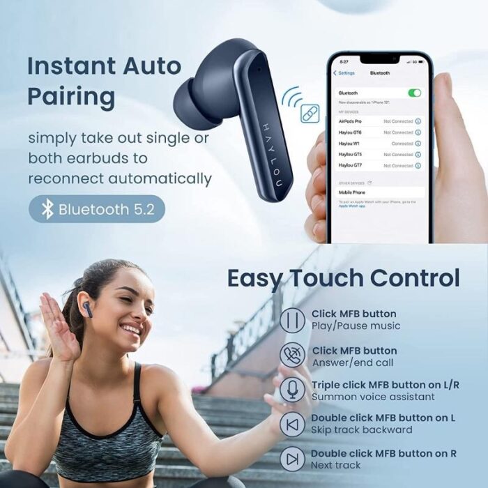 Haylou W1 Earbuds Blue - Image 3