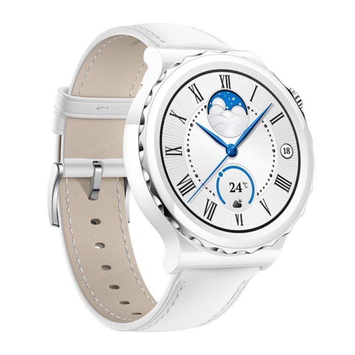 Huawei Watch GT 3 Pro Ceramic White Leather Strap - Image 3