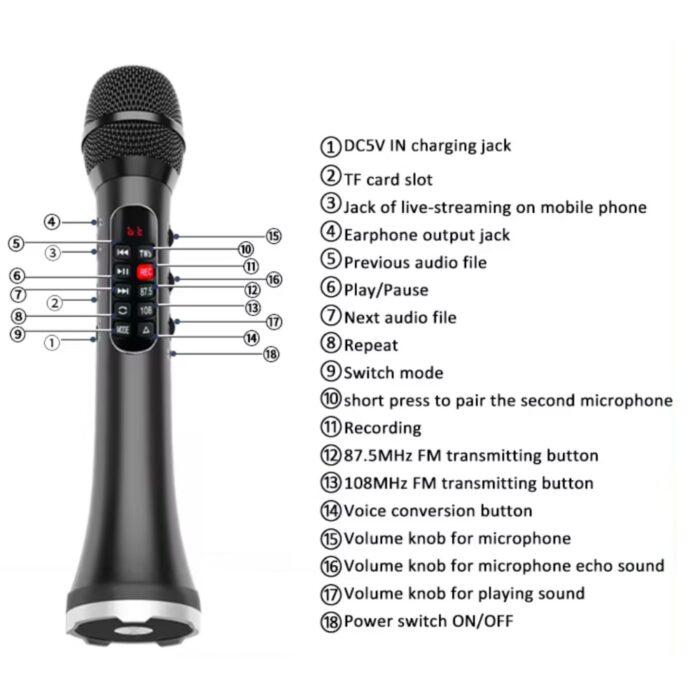 Intelligent Wireless Microphone L-1098 - Karaoke Microphone - Image 8