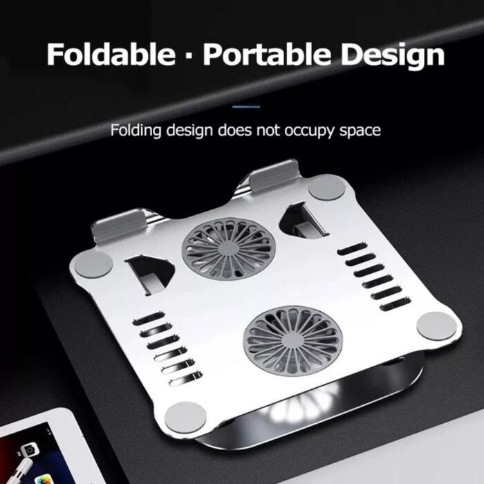 Laptop Foldable Stand Dual Fan Aluminum Alloy V4 - Image 3