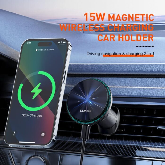 Ldnio Magnetic Wireless Charging Car Holder MA23 - Image 2