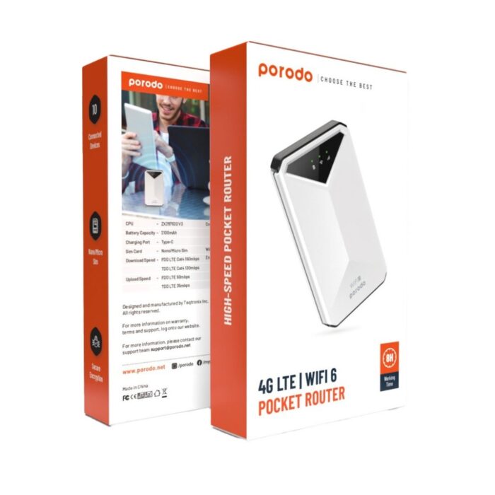 Porodo 4G LTE | WiFi 6 Pocket Router - Image 5