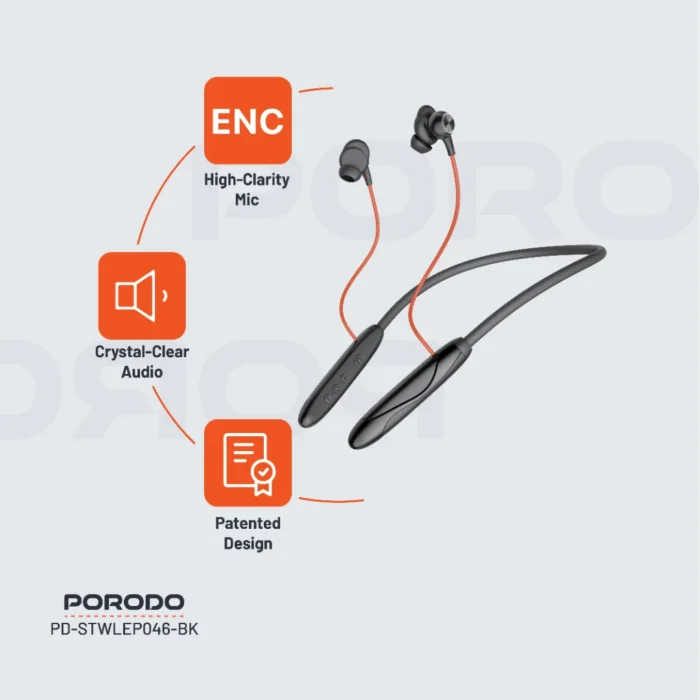 Porodo Echo Flex Magnetic Wireless Neckband Earbuds - Image 2