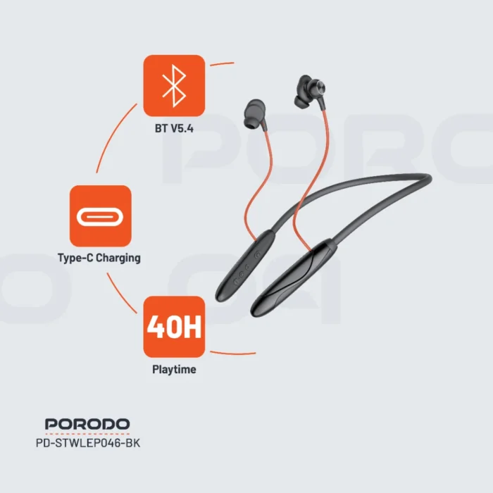 Porodo Echo Flex Magnetic Wireless Neckband Earbuds - Image 3